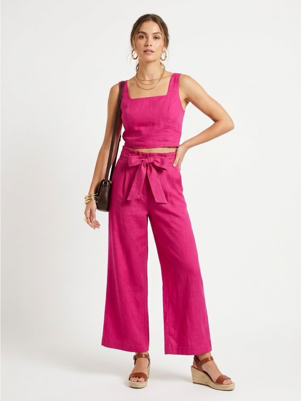 NWOT Lucy Paris cropped tank top in rich pink size S